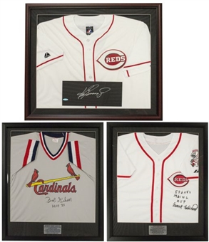 Baseball Legends Signed Framed Jersey Lot of (3) - Bob Gibson, Ken Griffey Jr & Frank Robinson